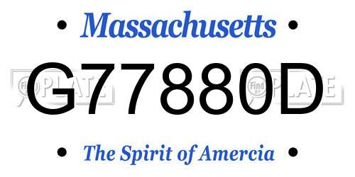 G77880D Massachusetts License Plate
