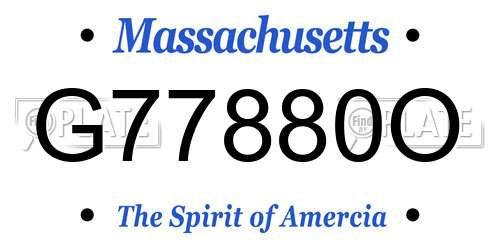 G77880O Massachusetts License Plate