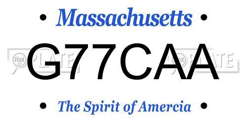 G77CAA Massachusetts License Plate