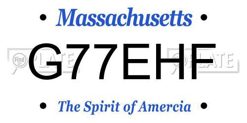 G77EHF Massachusetts License Plate