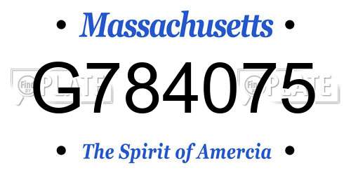 G784075 Massachusetts License Plate