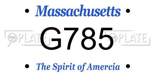 G785 Massachusetts License Plate