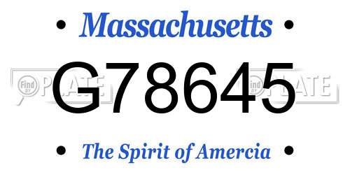 G78645 Massachusetts License Plate