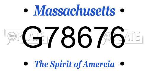 G78676 Massachusetts License Plate