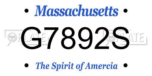 G7892S Massachusetts License Plate
