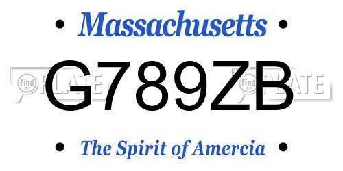 G789ZB Massachusetts License Plate