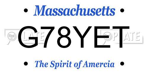 G78YET Massachusetts License Plate