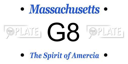 G8 Massachusetts License Plate