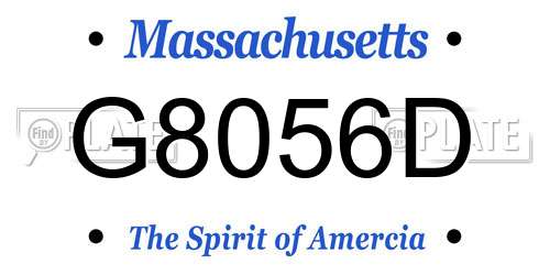 G8056D Massachusetts License Plate