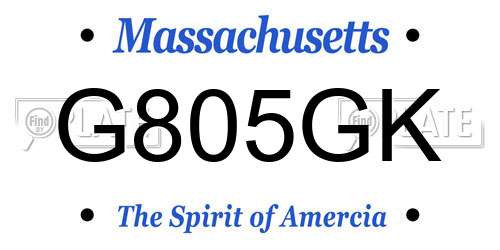 G805GK Massachusetts License Plate