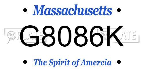 G8086K Massachusetts License Plate