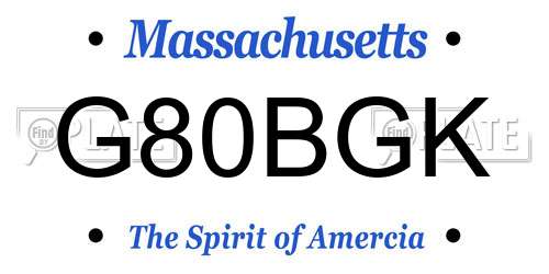 G80BGK Massachusetts License Plate