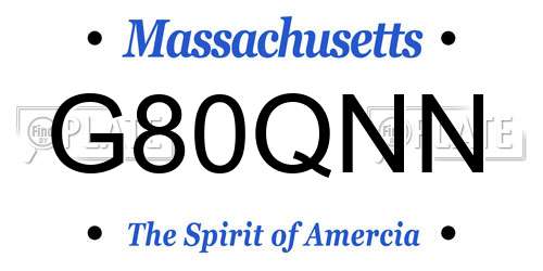 G80QNN Massachusetts License Plate