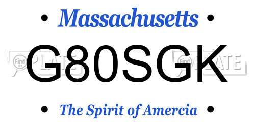 G80SGK Massachusetts License Plate