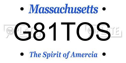 G81TOS Massachusetts License Plate