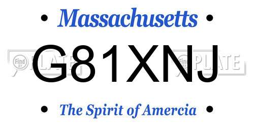 G81XNJ Massachusetts License Plate
