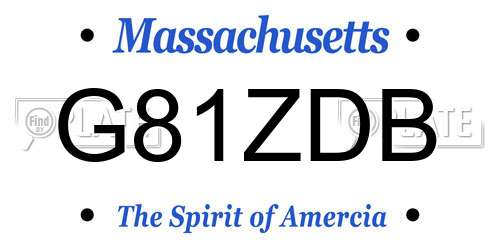 G81ZDB Massachusetts License Plate