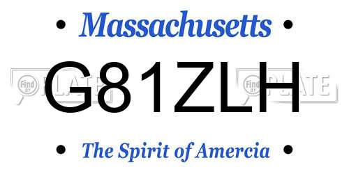 G81ZLH Massachusetts License Plate