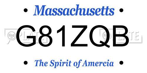 G81ZQB Massachusetts License Plate