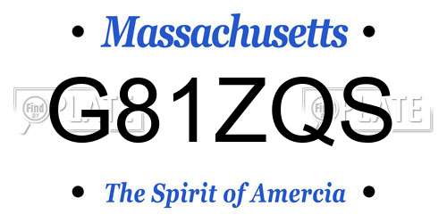 G81ZQS Massachusetts License Plate