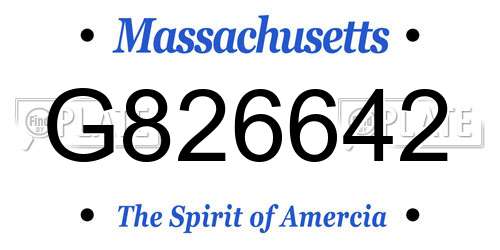 G826642 Massachusetts License Plate