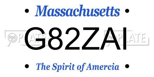 G82ZAI Massachusetts License Plate