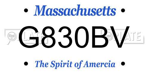 G830BV Massachusetts License Plate