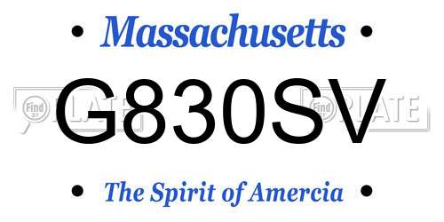 G830SV Massachusetts License Plate