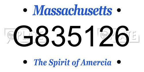 G835126 Massachusetts License Plate