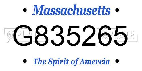 G835265 Massachusetts License Plate