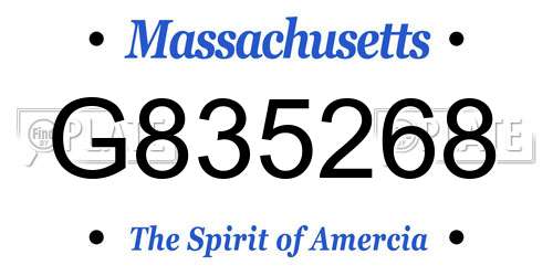 G835268 Massachusetts License Plate