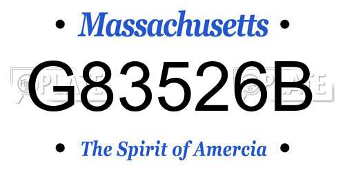 G83526B Massachusetts License Plate