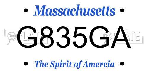 G835GA Massachusetts License Plate