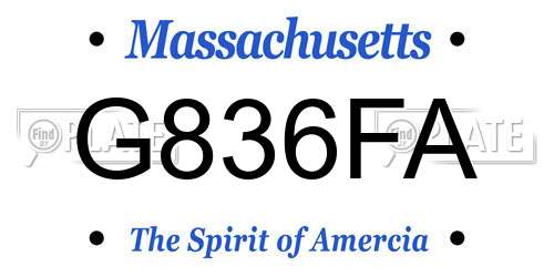 G836FA Massachusetts License Plate