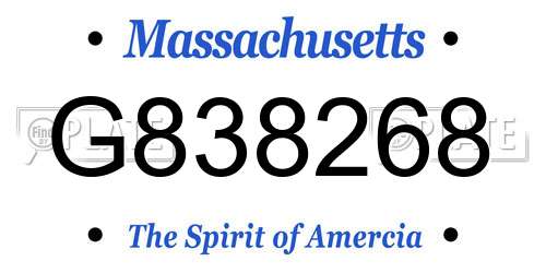 G838268 Massachusetts License Plate