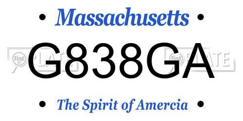 G838GA Massachusetts License Plate