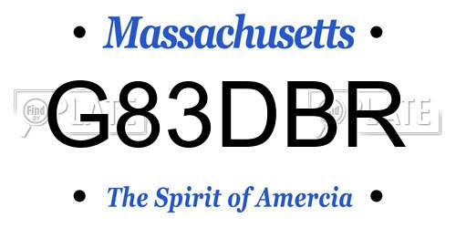 G83DBR Massachusetts License Plate