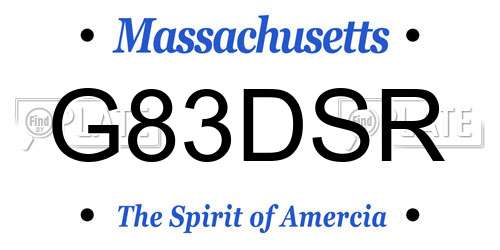 G83DSR Massachusetts License Plate