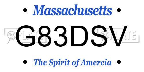 G83DSV Massachusetts License Plate