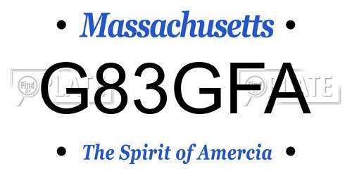G83GFA Massachusetts License Plate