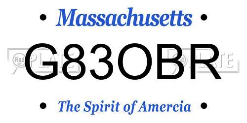 G83OBR Massachusetts License Plate
