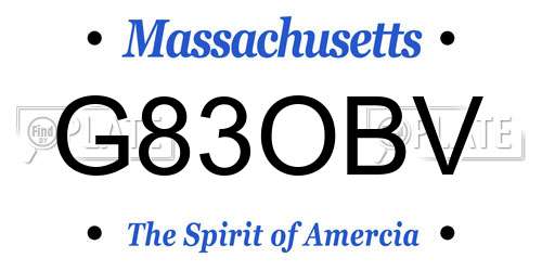 G83OBV Massachusetts License Plate