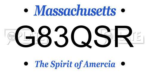 G83QSR Massachusetts License Plate