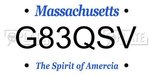 G83QSV Massachusetts License Plate