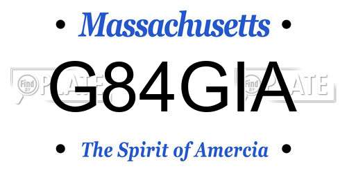 G84GIA Massachusetts License Plate
