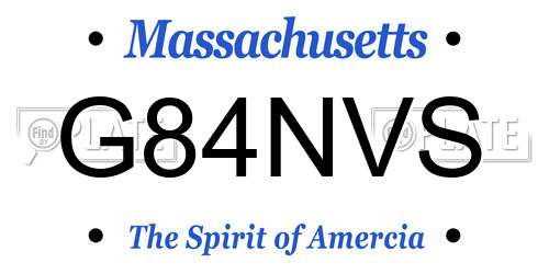 G84NVS Massachusetts License Plate