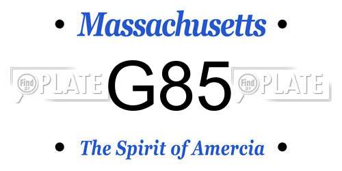 G85 Massachusetts License Plate