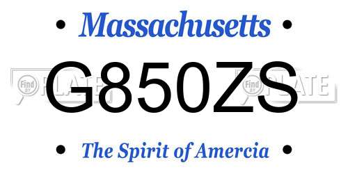 G850ZS Massachusetts License Plate