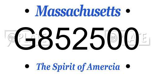 G852500 Massachusetts License Plate
