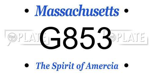 G853 Massachusetts License Plate